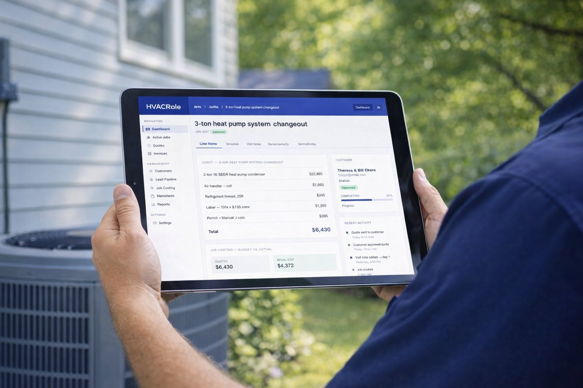 HVACRole — a real pro using the app on the job.